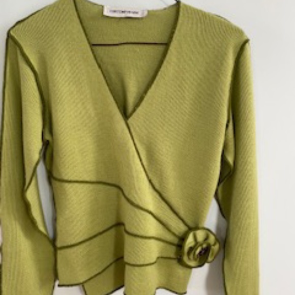 Green Wrap Front Sweater - Unique - Picture 1 of 7